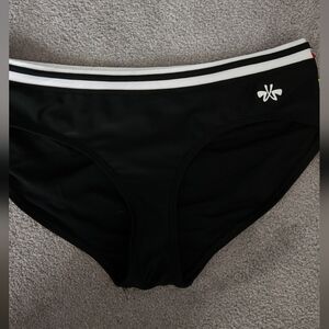 Black Swim Bottoms with White Stripes